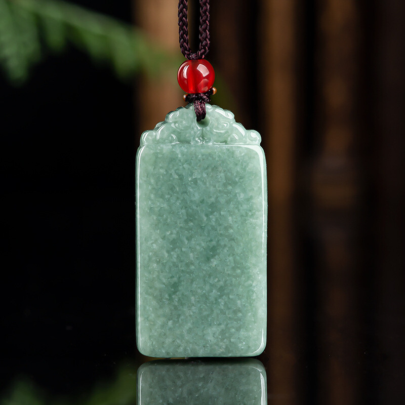 100% Natural Grade A Jade Jadeite Men Women Pixiu Amulet Pendant 1.53inchH