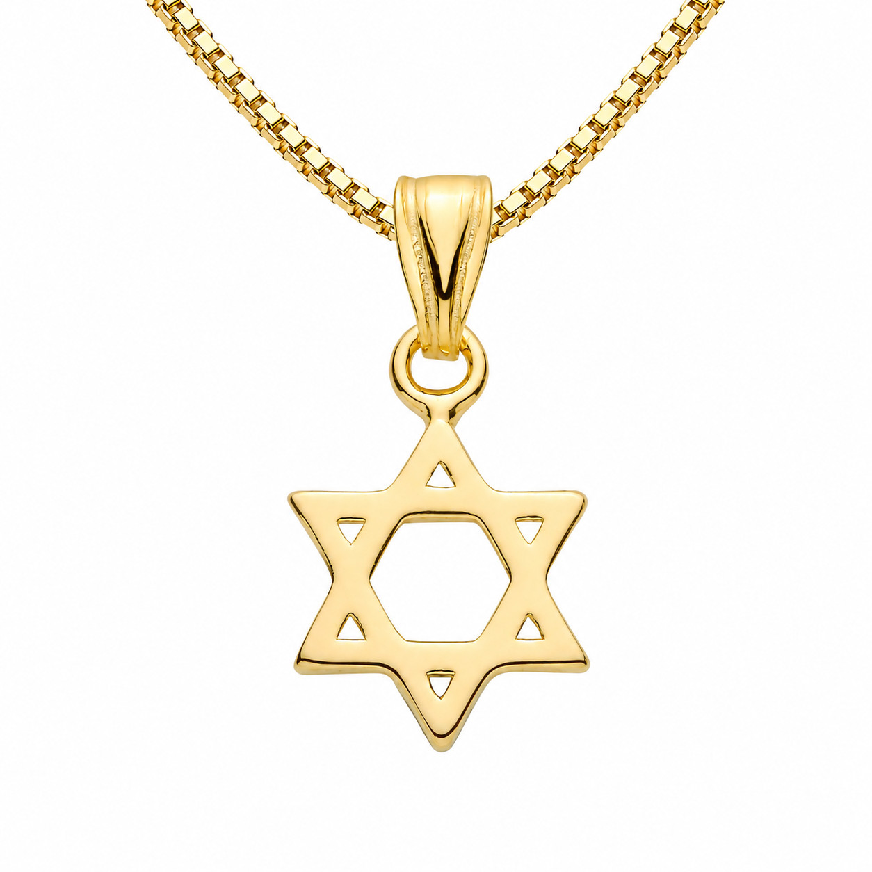 9ct Gold Plated Sterling Silver Small Star of David Necklace 16 or 18 Inch
