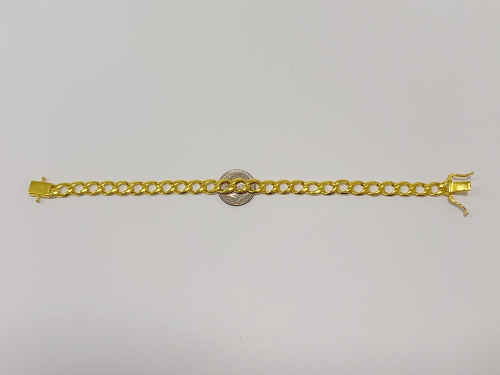 18K Yellow Gold Solid Cuban Link Chain Bracelet 8mm 8″ Unisex for Men Women