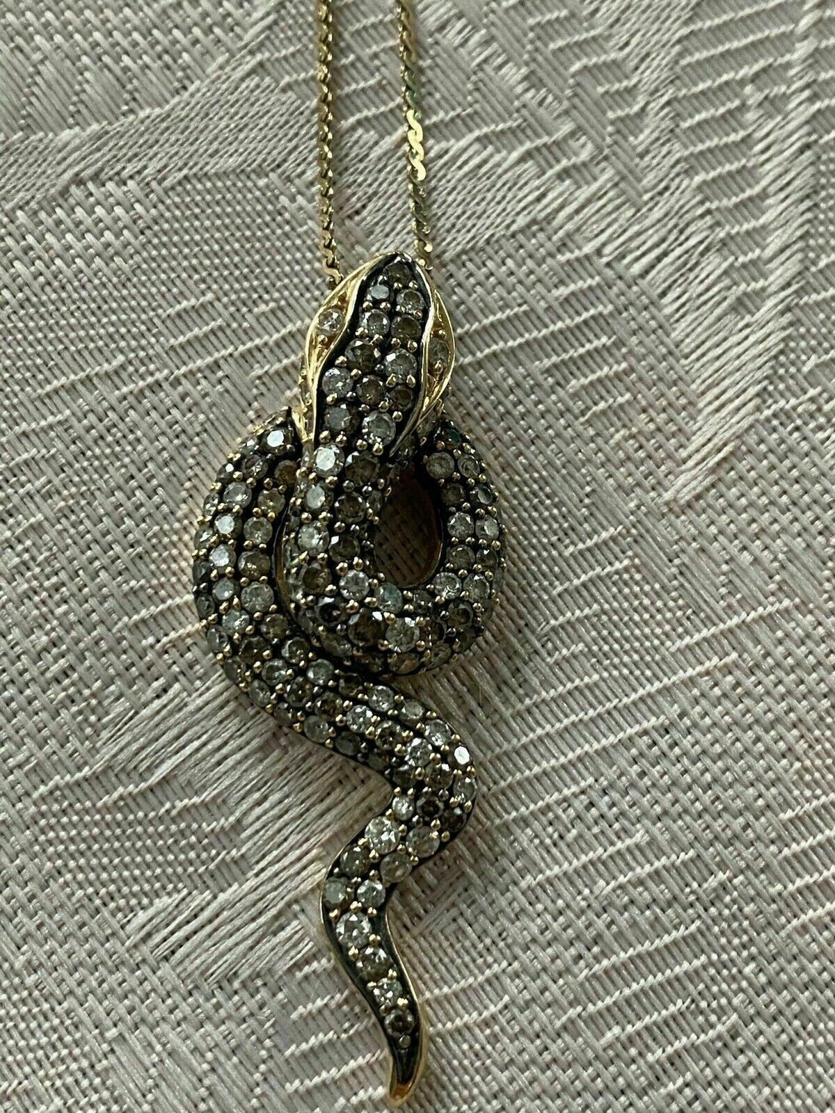 2Ct Round Lab-Created Diamond Snake Shape Women’s Pendant 14k Yellow Gold Finish
