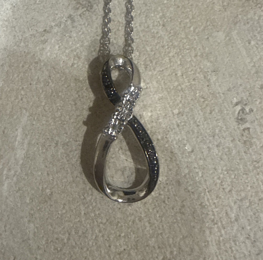 Black and White Diamond Infinity Pendant Necklace 925 Sterling Silver