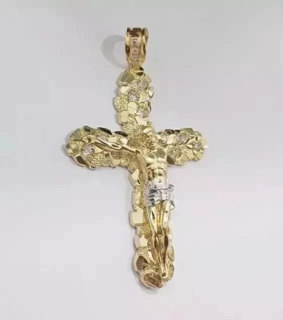 1 Ct Round Lab Created Diamond Jesus Cross Men’s Pendant 14K Yellow Gold Plated