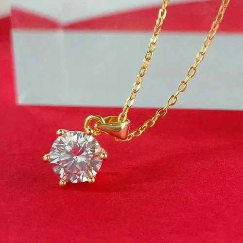 Round Cut Natural 1.50CT Diamond GDGL Certified Birthday Gift Pendant 14k Gold
