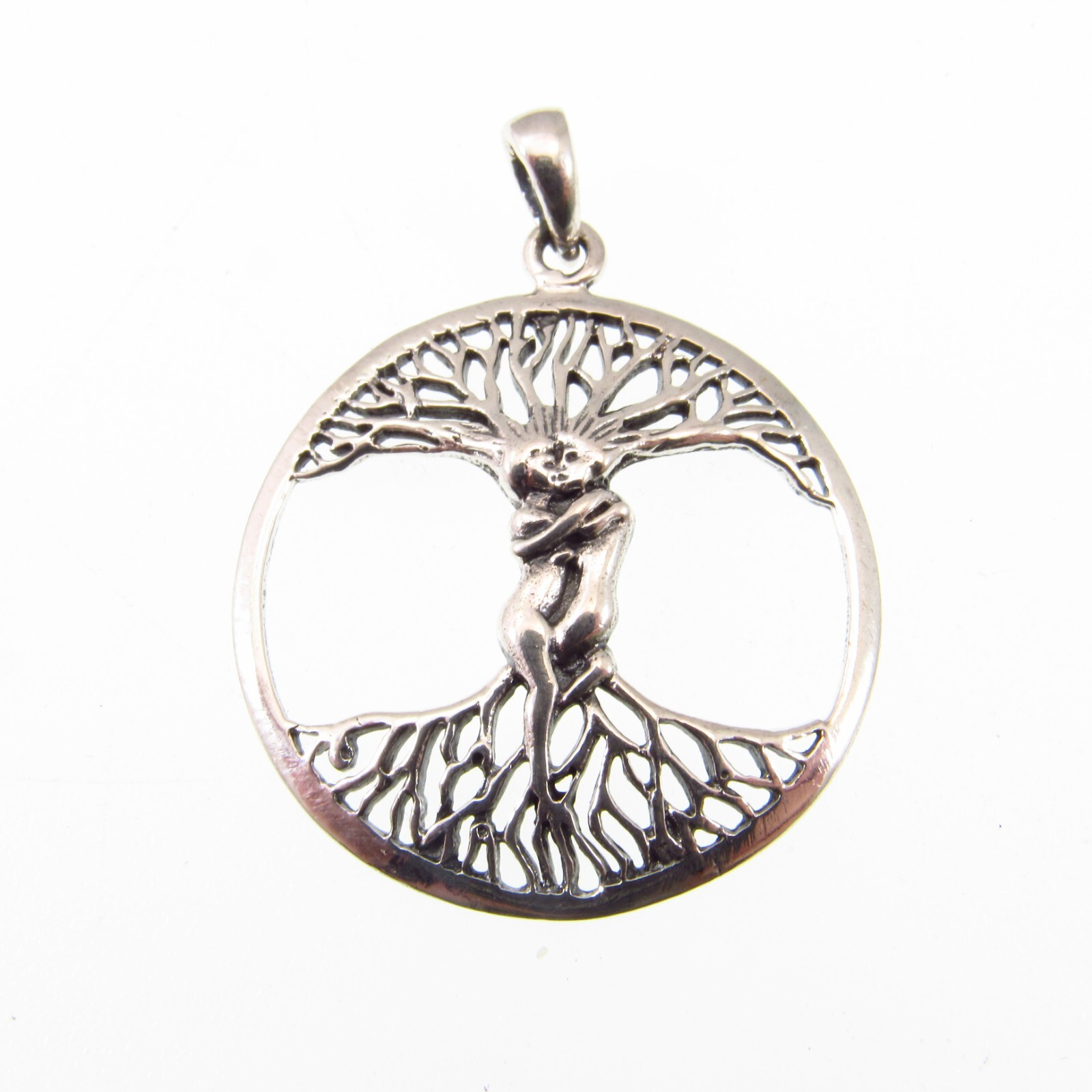 Solid 925 Sterling Silver Entwined Lovers/Couple Tree of Life Yggdrasil Pendant