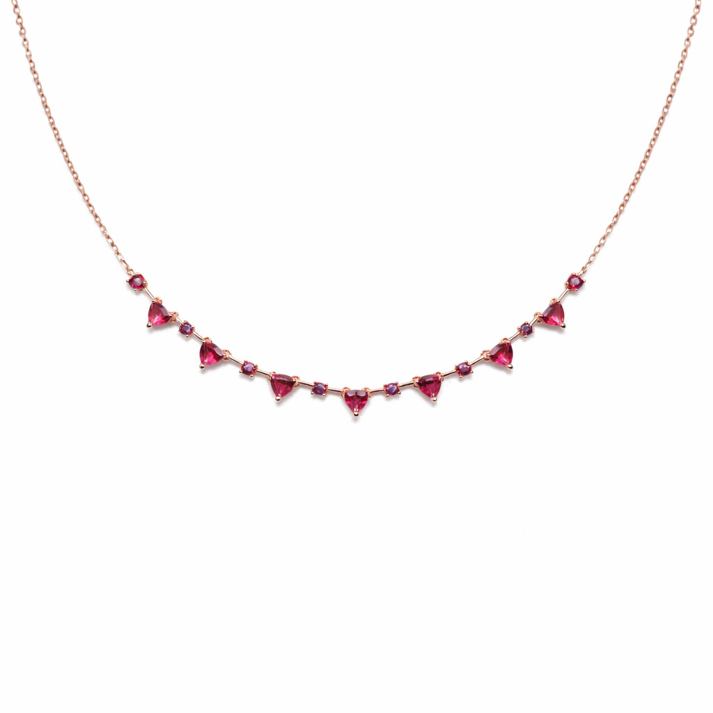 Thai Handmade 4 x 4 mm. Pink Mystic Topaz Rhodolite Necklace 18.0 in