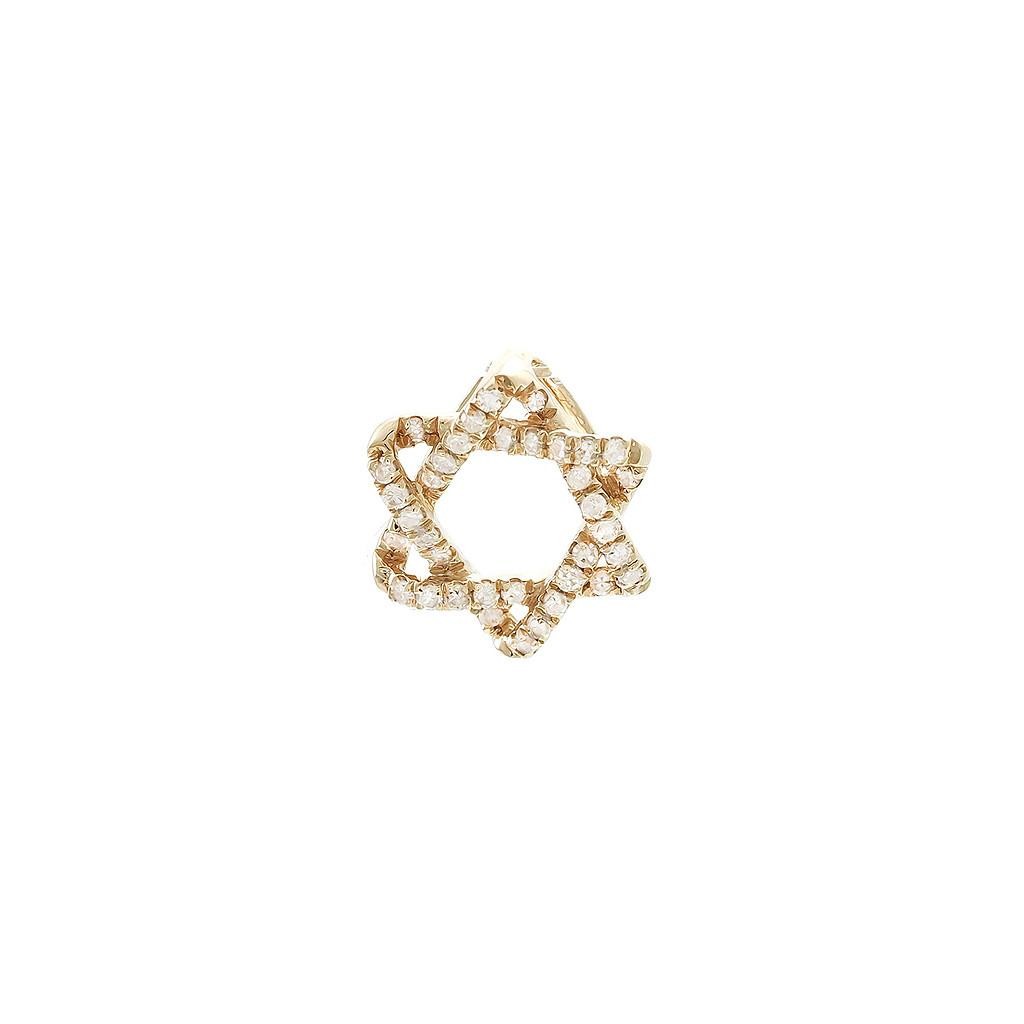14K Real Yellow Gold Single Micro Pave Diamond Pendant 9mm