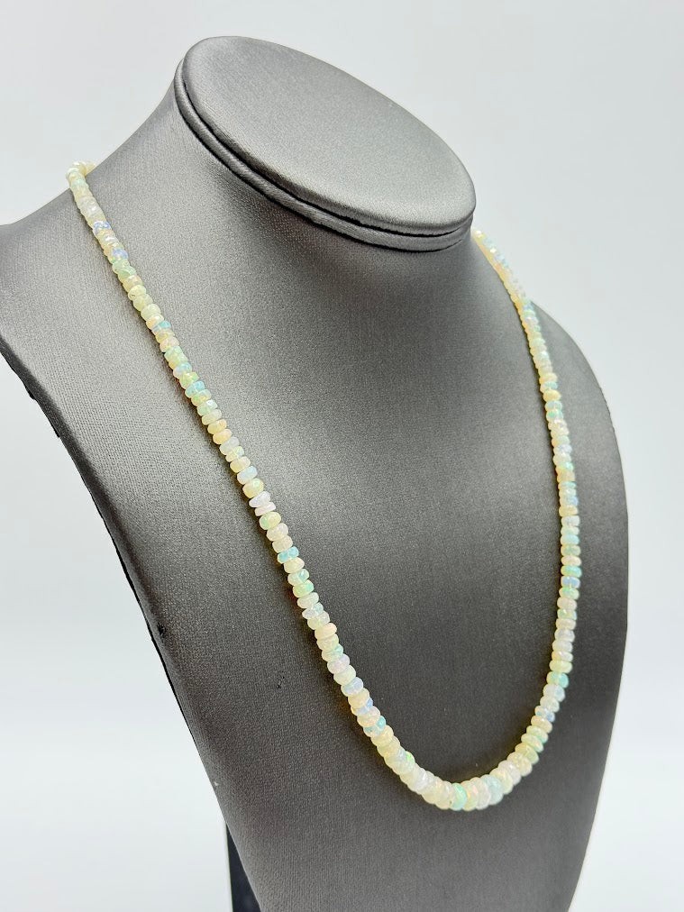 Jay King Ethiopian Cloud Opal Faceted Graduated Bead Necklace 925 Silver