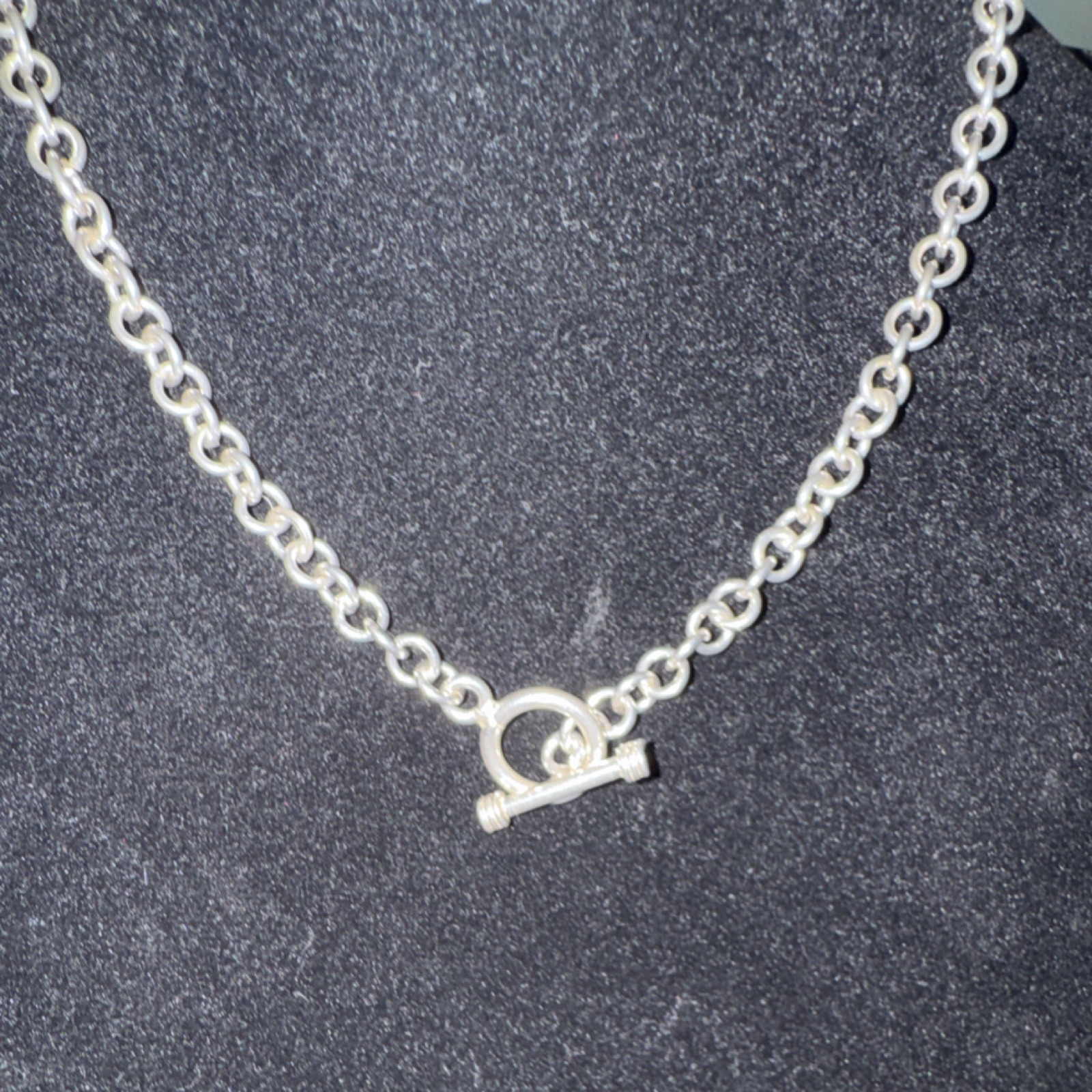 Sterling silver 925round link chain necklace with toggle clasp stylish