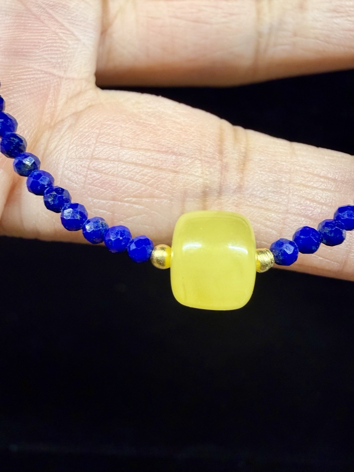 925 Sterling Silver Premium Blue Lapis Lazuli Round Bead Pendant Necklace