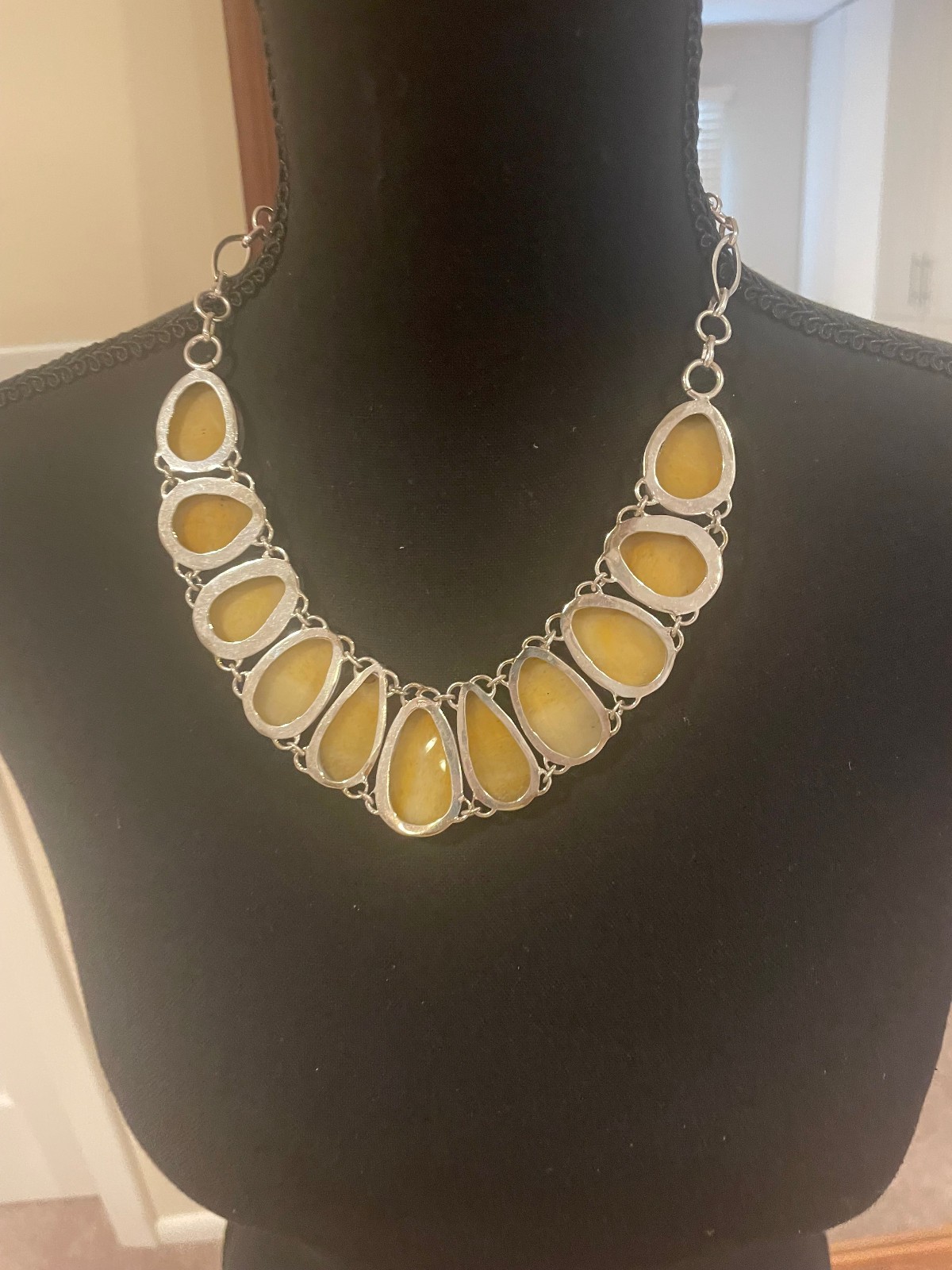 Yellow Serpentine and Sterling Silver Necklace