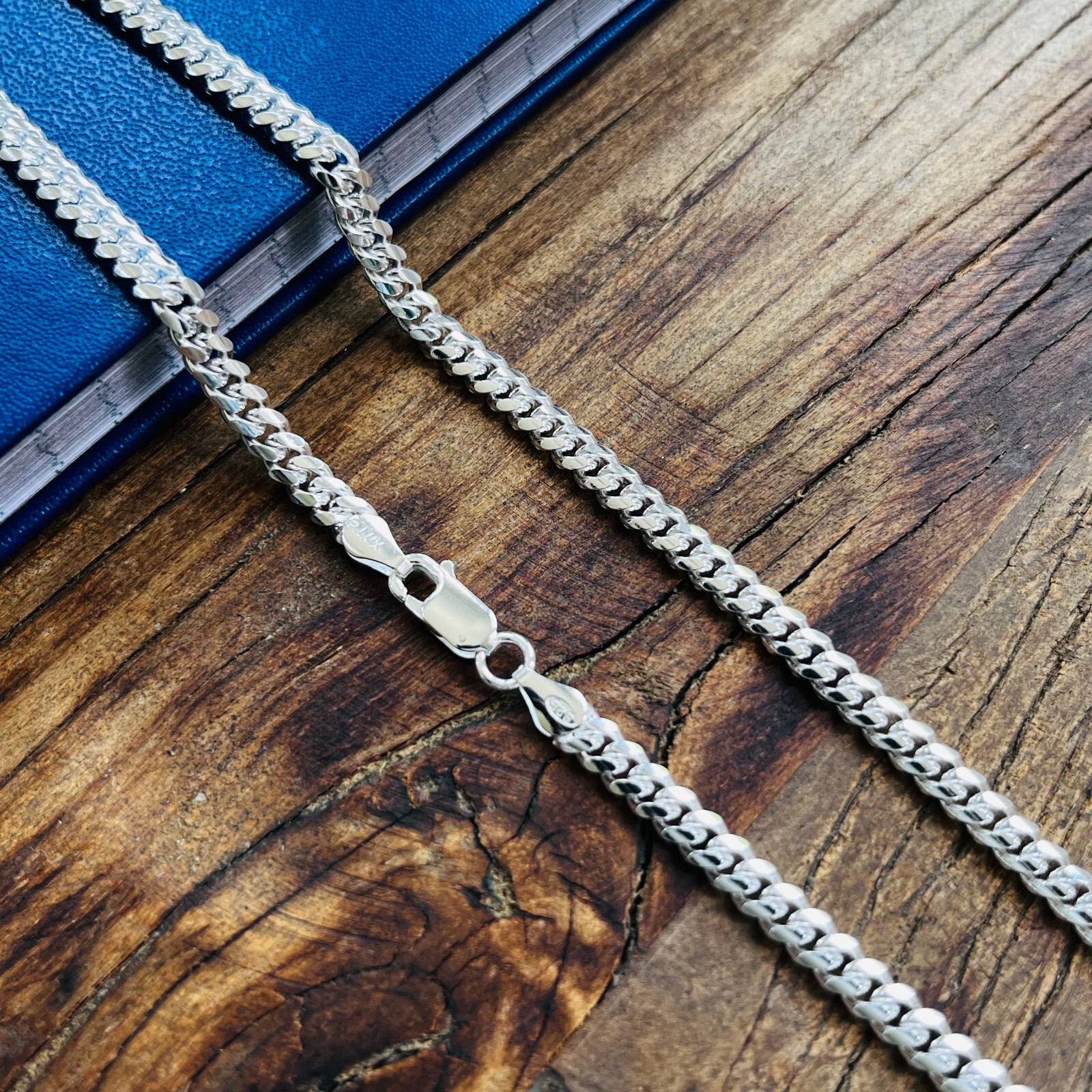 Real Solid Sterling Silver Miami Cuban Mens Boys Chain Bracelet or Necklace