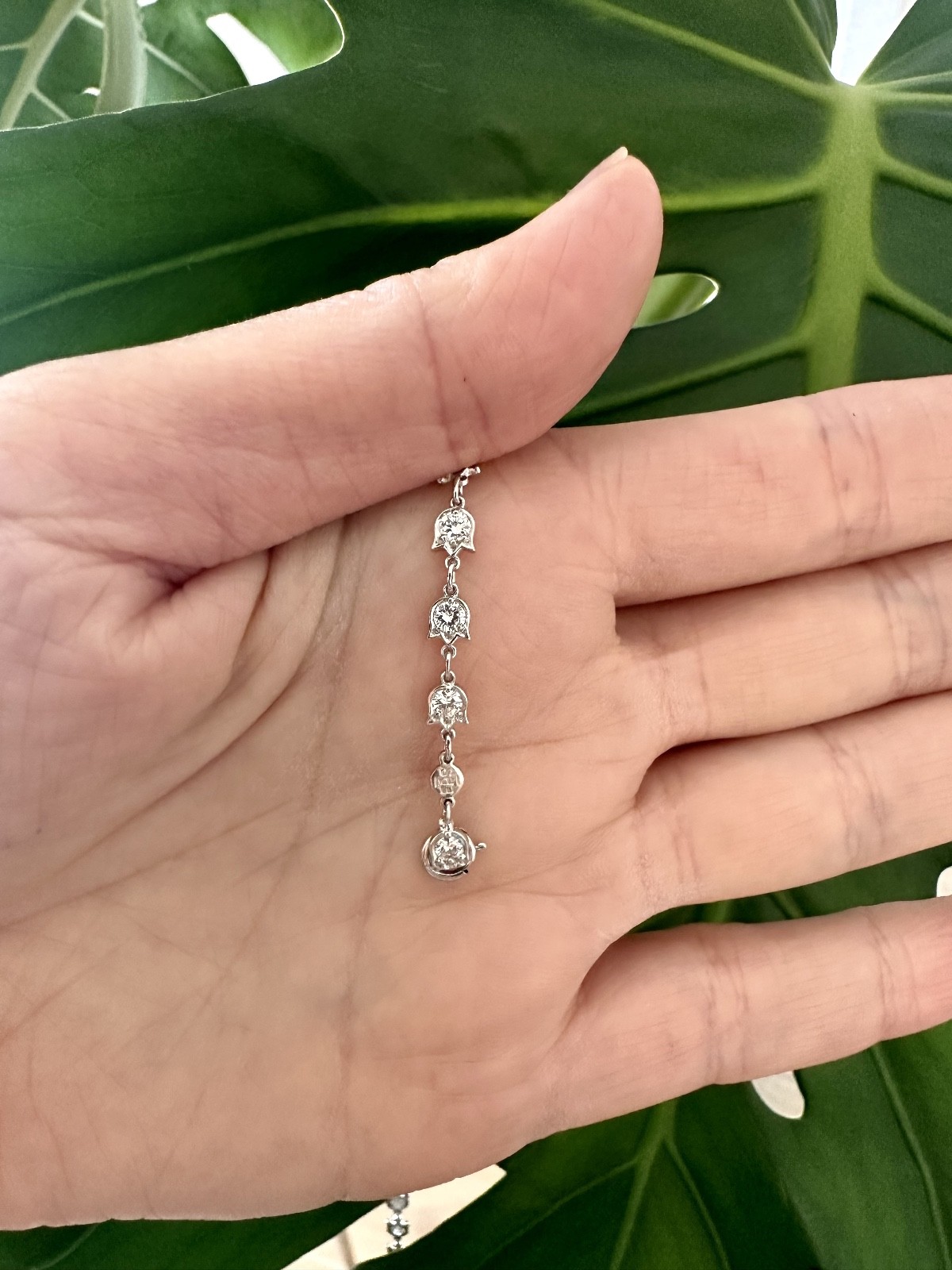 Platinum Diamonds by the Yard Flower Tulip Style Necklace 3.75ct 18”