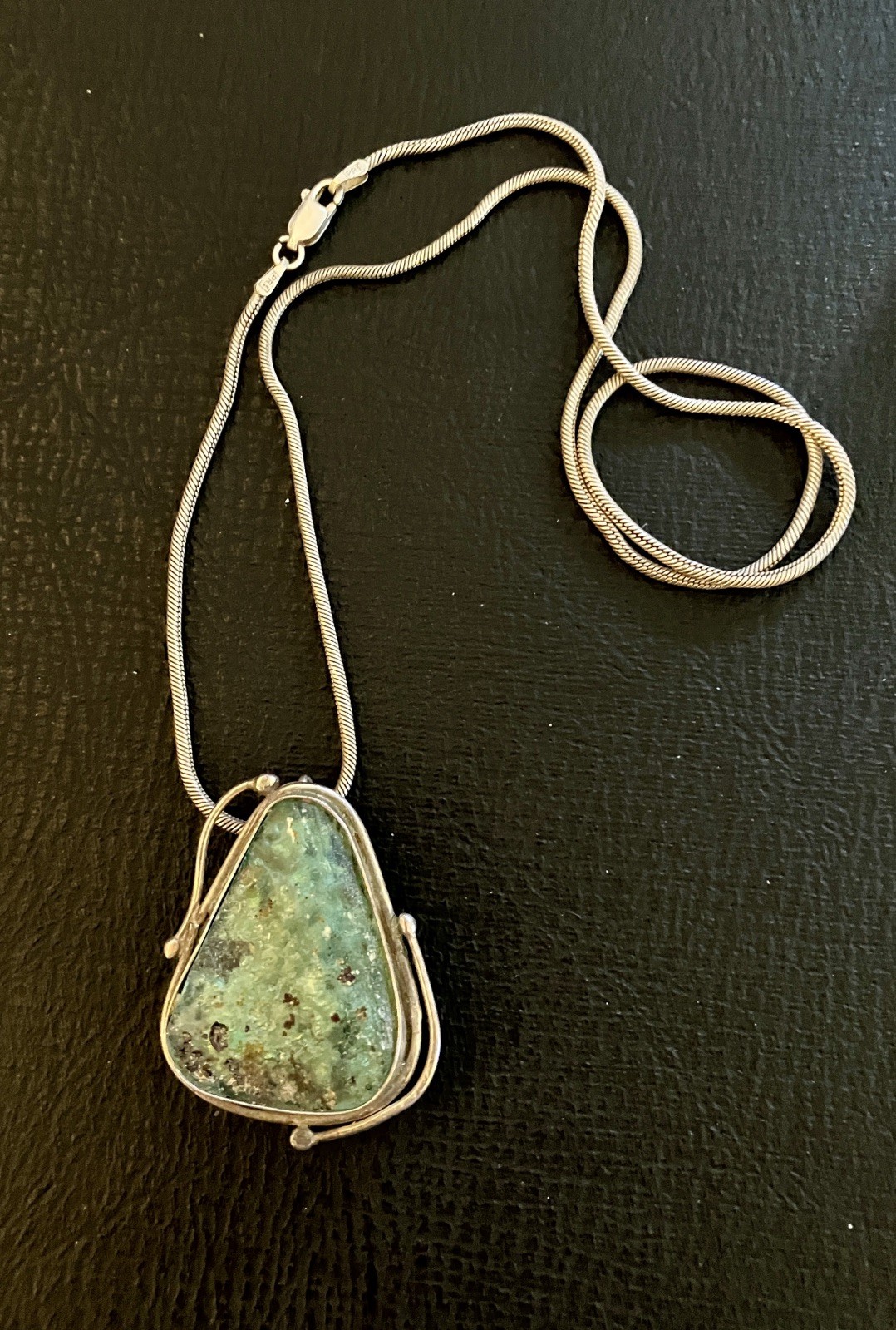 Sterling Silver Artisan Made Pendant with Snake Chain Boho Necklace 925 Marked