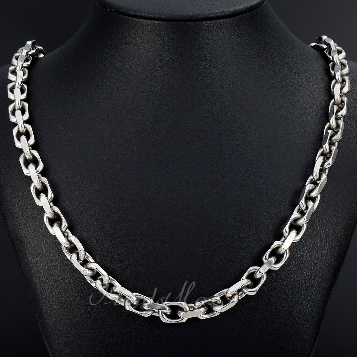 Silver Tone CABLE Link Necklace Heavy Stainless Steel Chain T/O Toggle 26 inch