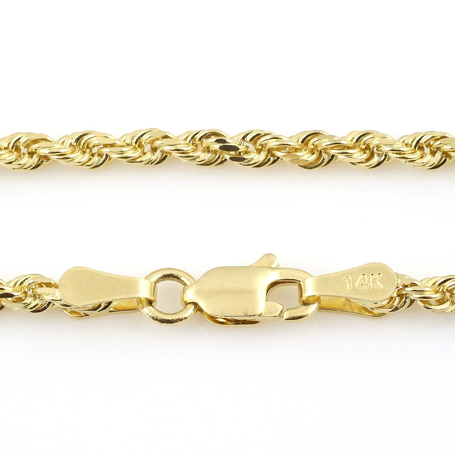 Absolutely Genuine 14K Yellow Gold Dia Cut Rope Chain All Sizes
