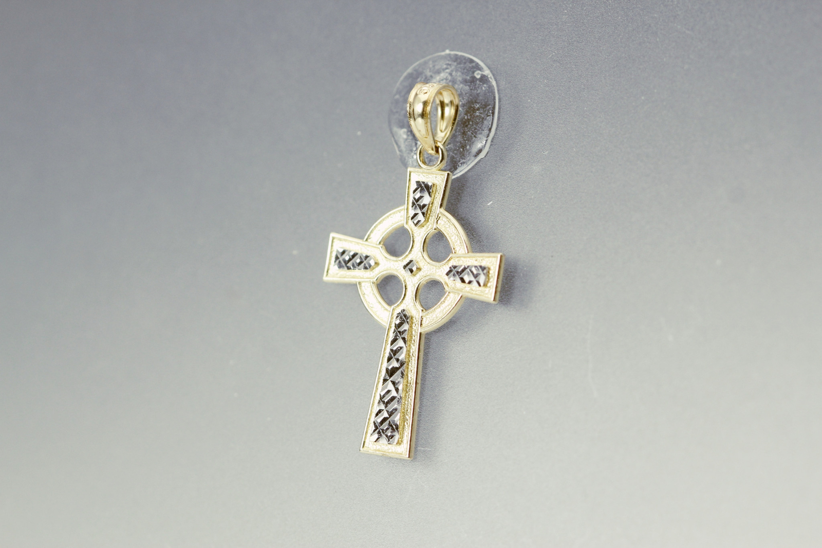 10k Yellow & White Gold Celtic Cross Charm/Pendant 1 Gram (PEN)9934