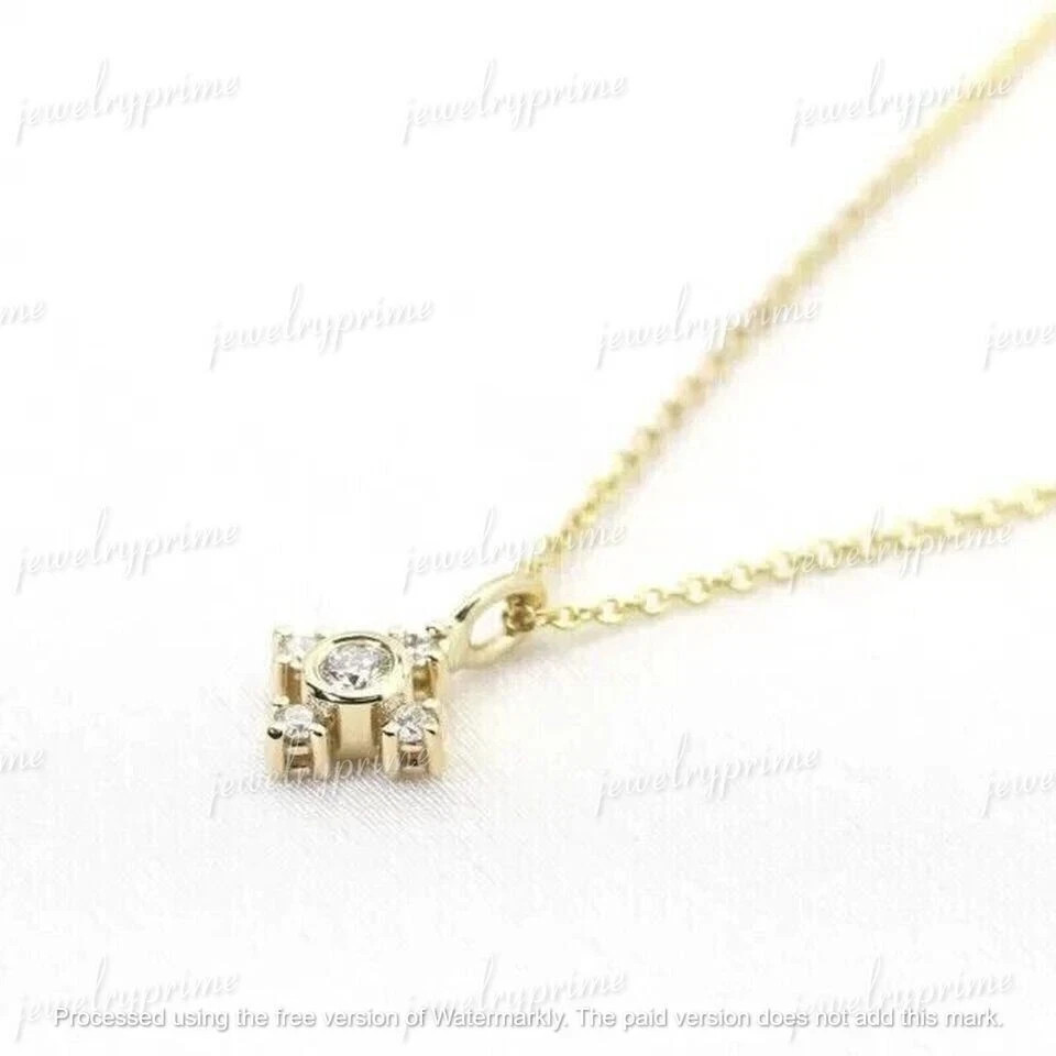 1.00Ct Round Cut Lab-Created Diamond Tiny Cross Pendant 14k Yellow Gold Plated