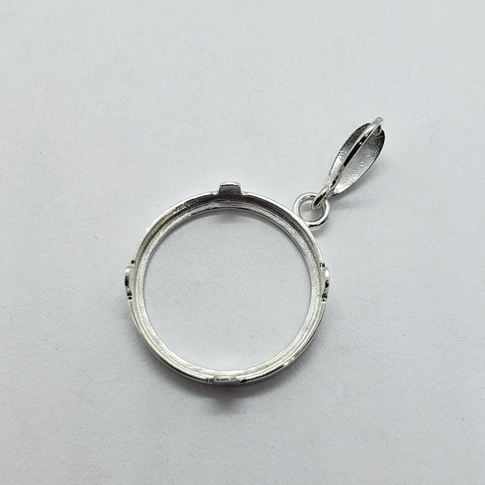 925 Sterling Silver Penny Bezel 19 mm Coins Prong Back Round Edge 1 Cent No Coin