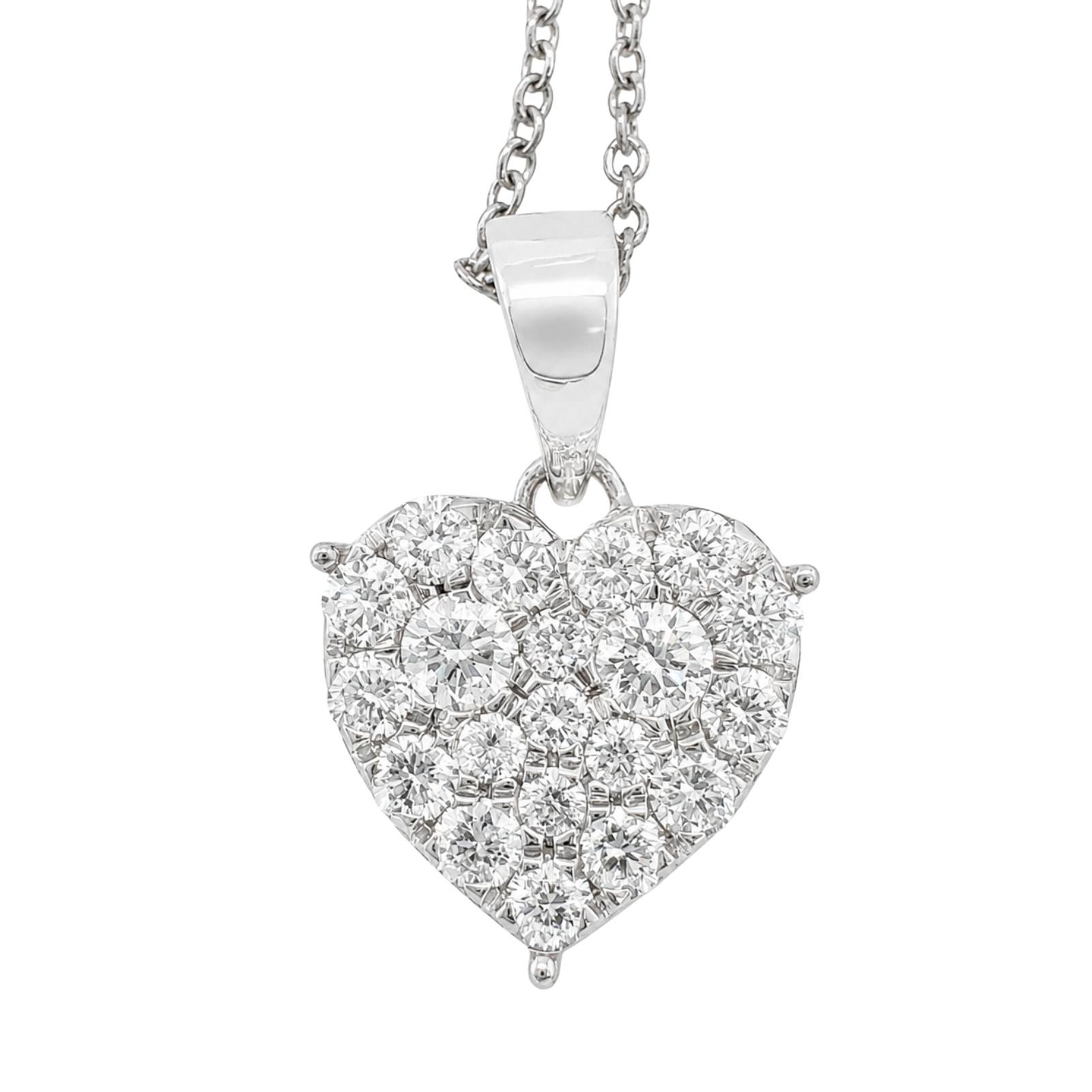 1.00ctw Round Cut F/VS+ Lab Grown Diamond Heart Pendant 925 Sterling Silver