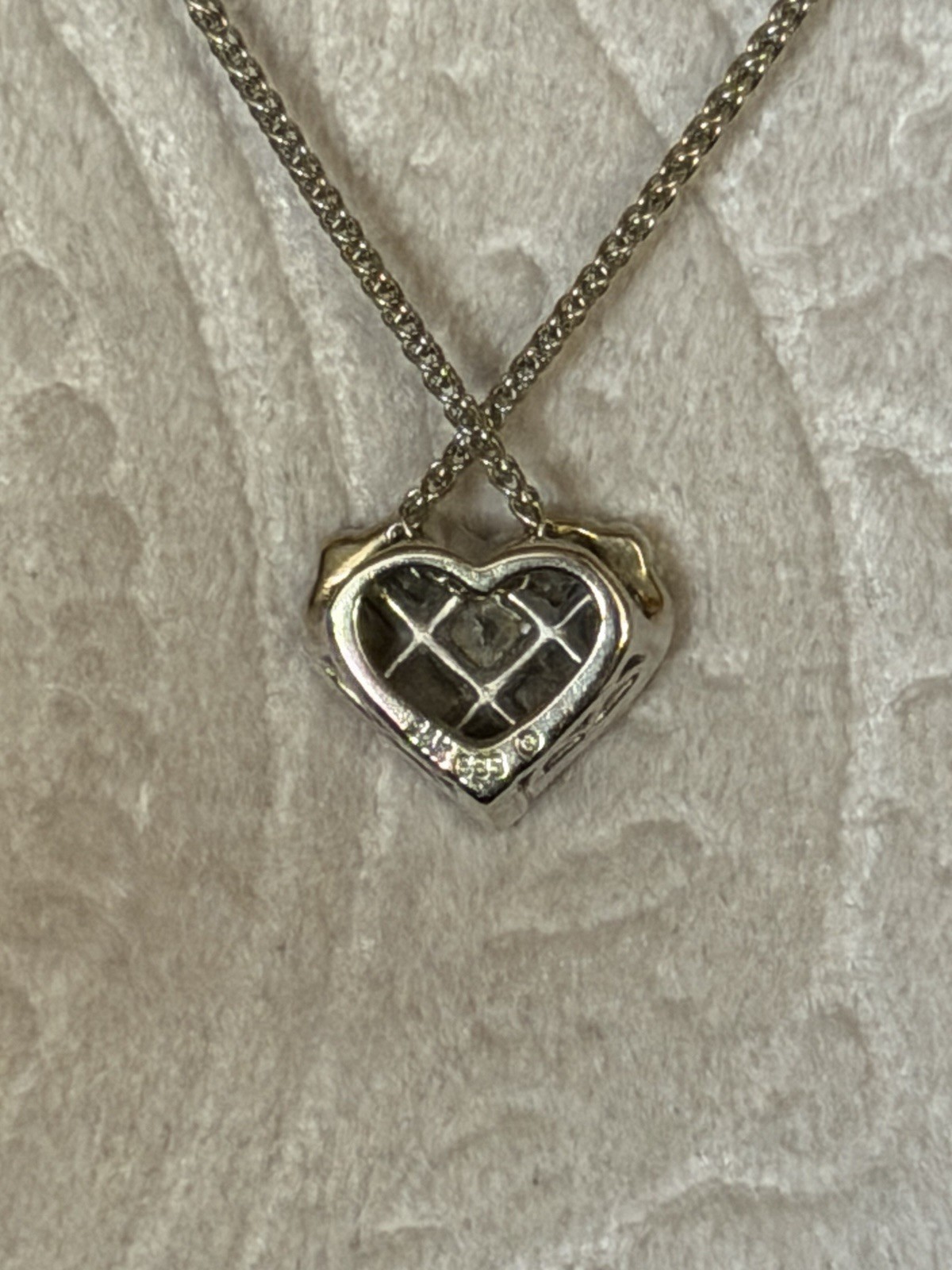 14K White Gold 1.00 CTW Invisible Set Diamond Heart Pendant Necklace VS2/I