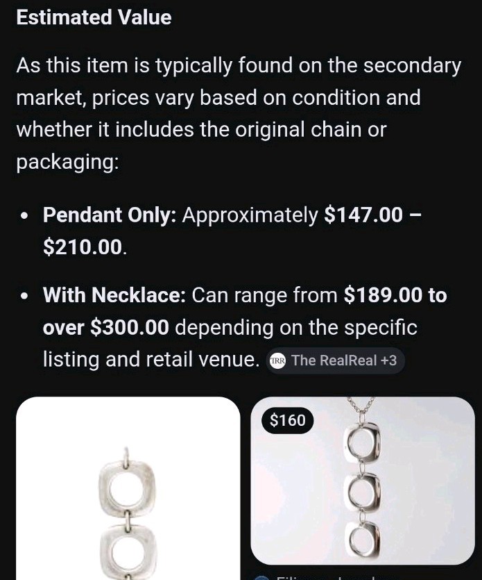 Sterling Silver 925 Asymmetrical Three-Link Open Cushion Square Pendant