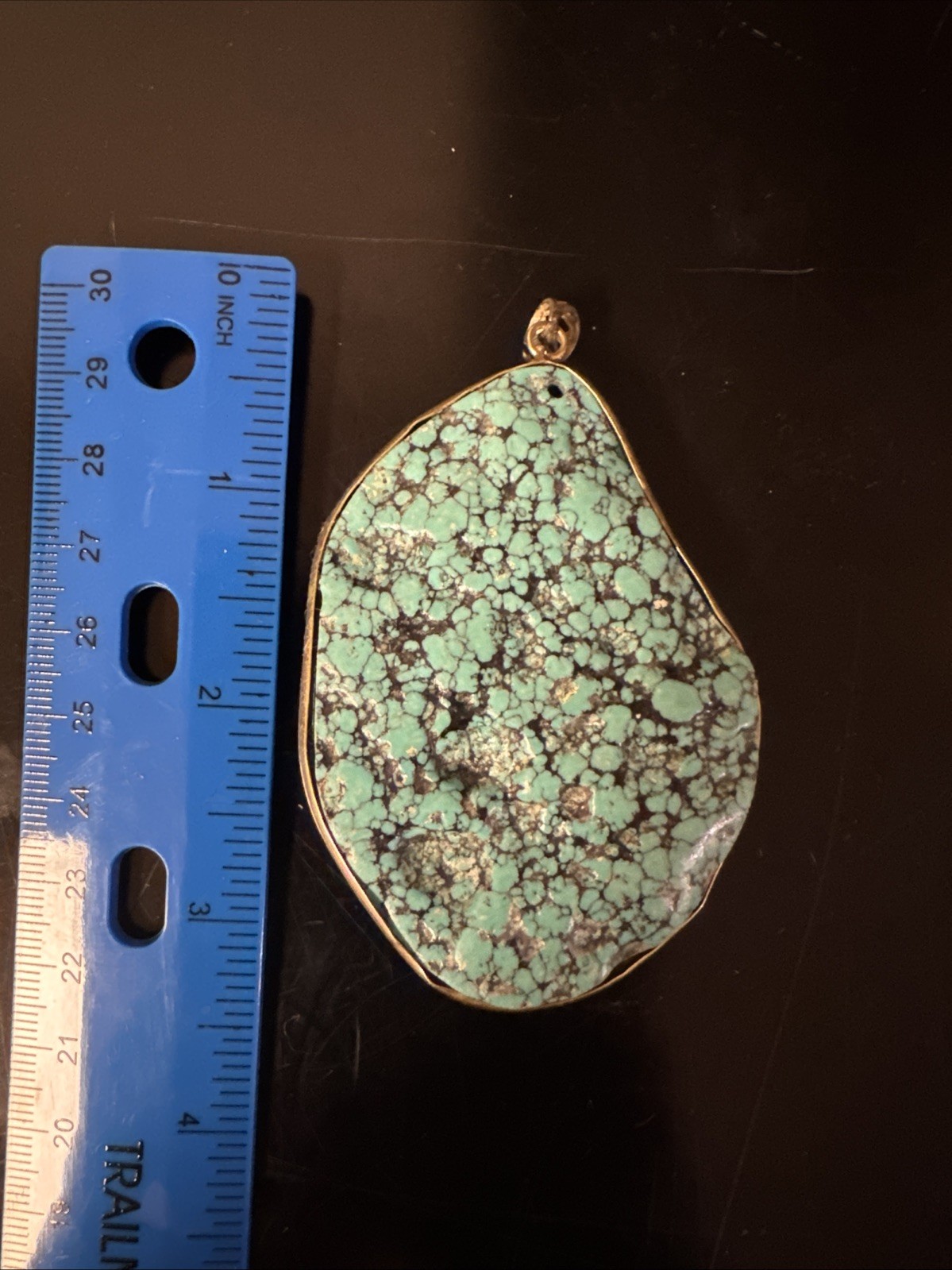 925 Silver Block Turquoise Pendant