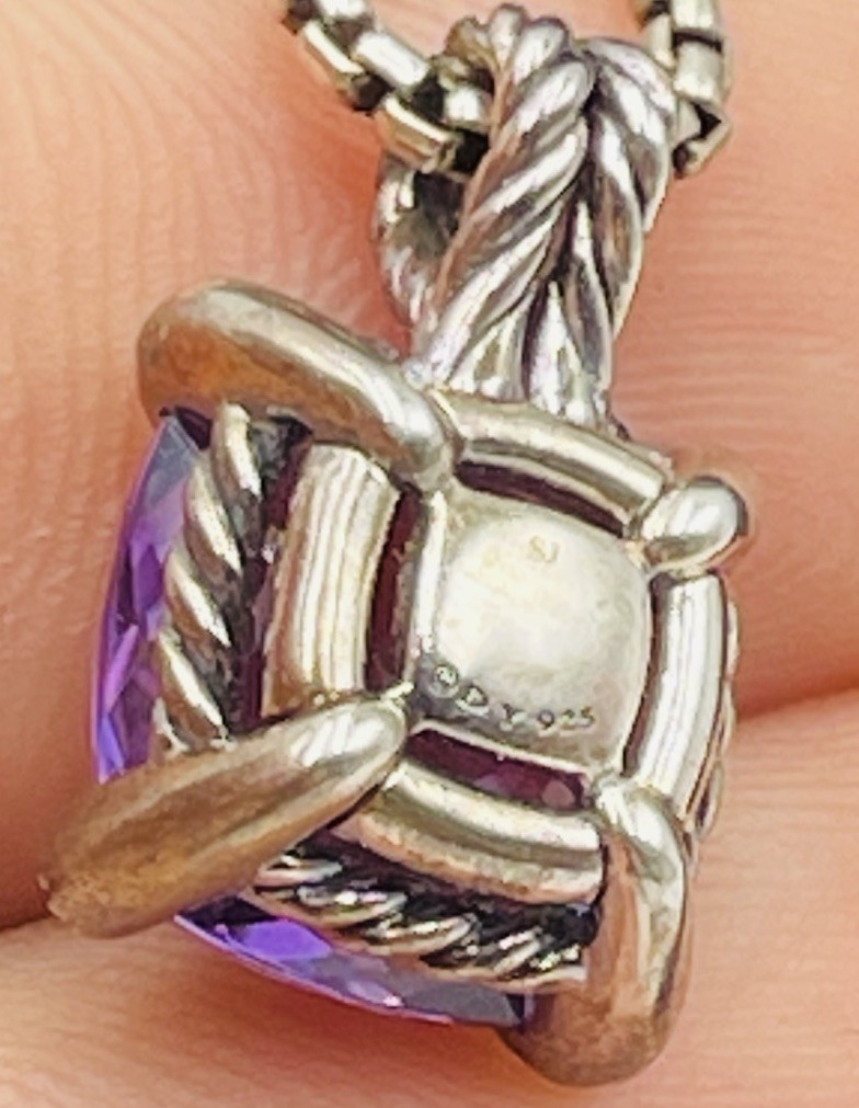 David Yurman Sterling Silver Purple Amethyst & Diamond Chatelaine Necklace