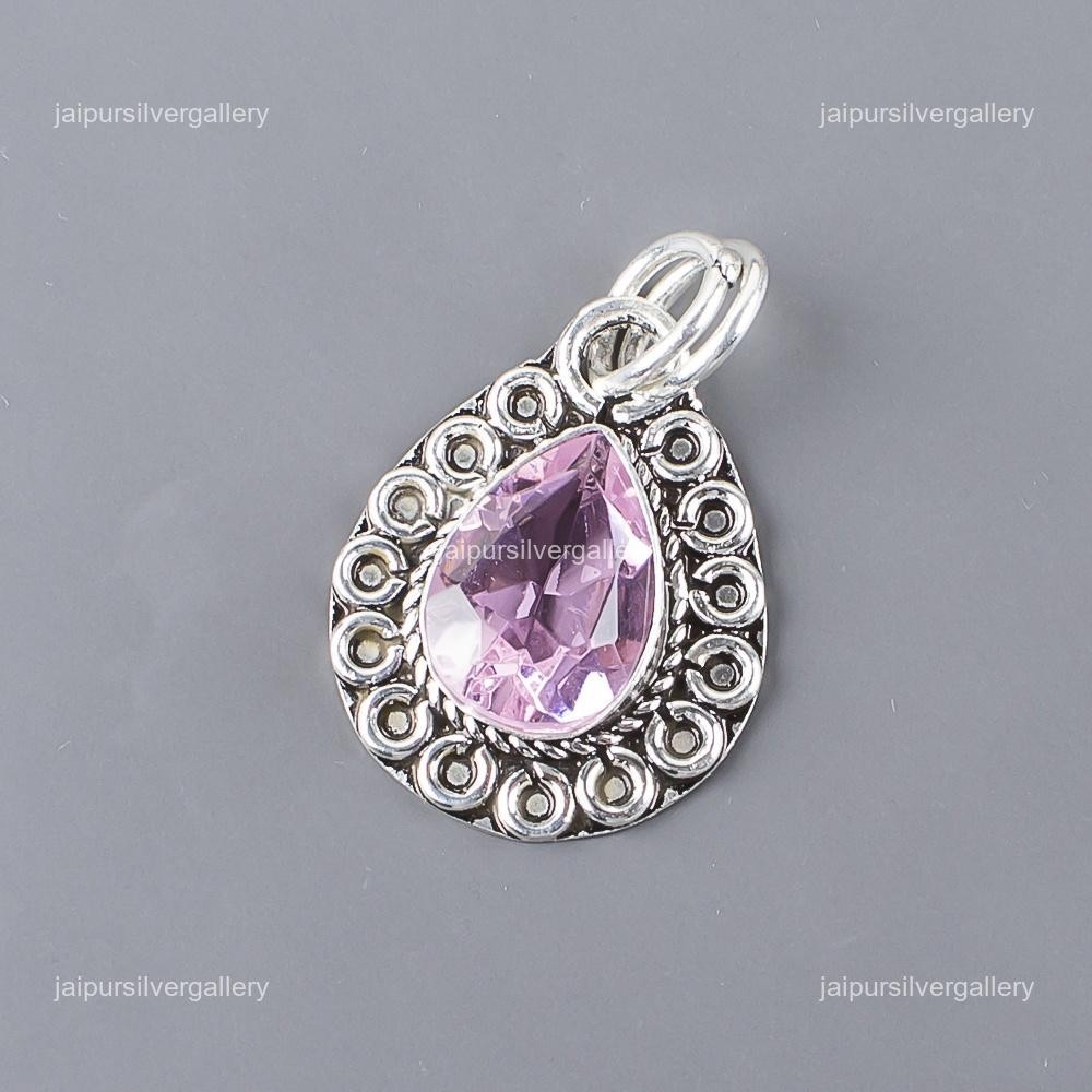 Morganite Gemstone Jewelry 925 Silver Handmade Dainty Pendant 1.02″ For Mother