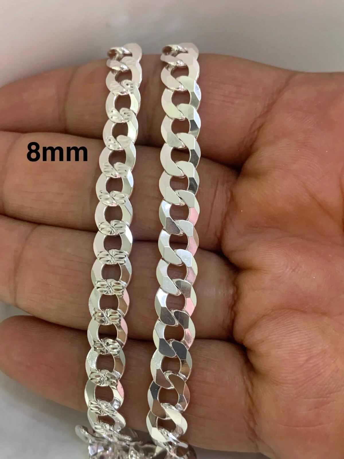 Solid 925 Sterling Real Italian Silver Cuban link Chain Necklace Men and Women