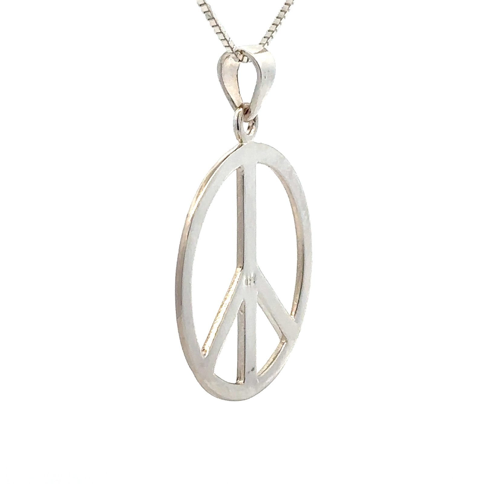 Sterling Silver Peace Sign Pendant (1 1/4 x 1 1/2 Inch)