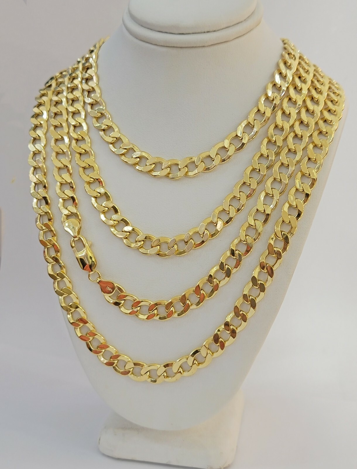 10kt Yellow Gold Chain 8mm Cuban Curb Link Necklace 26″Inch Strong Link REAL 10k