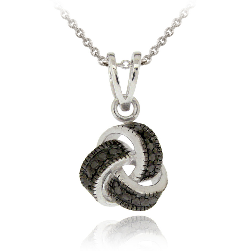 925 Silver Black Diamond Accent Love Knot Pendant
