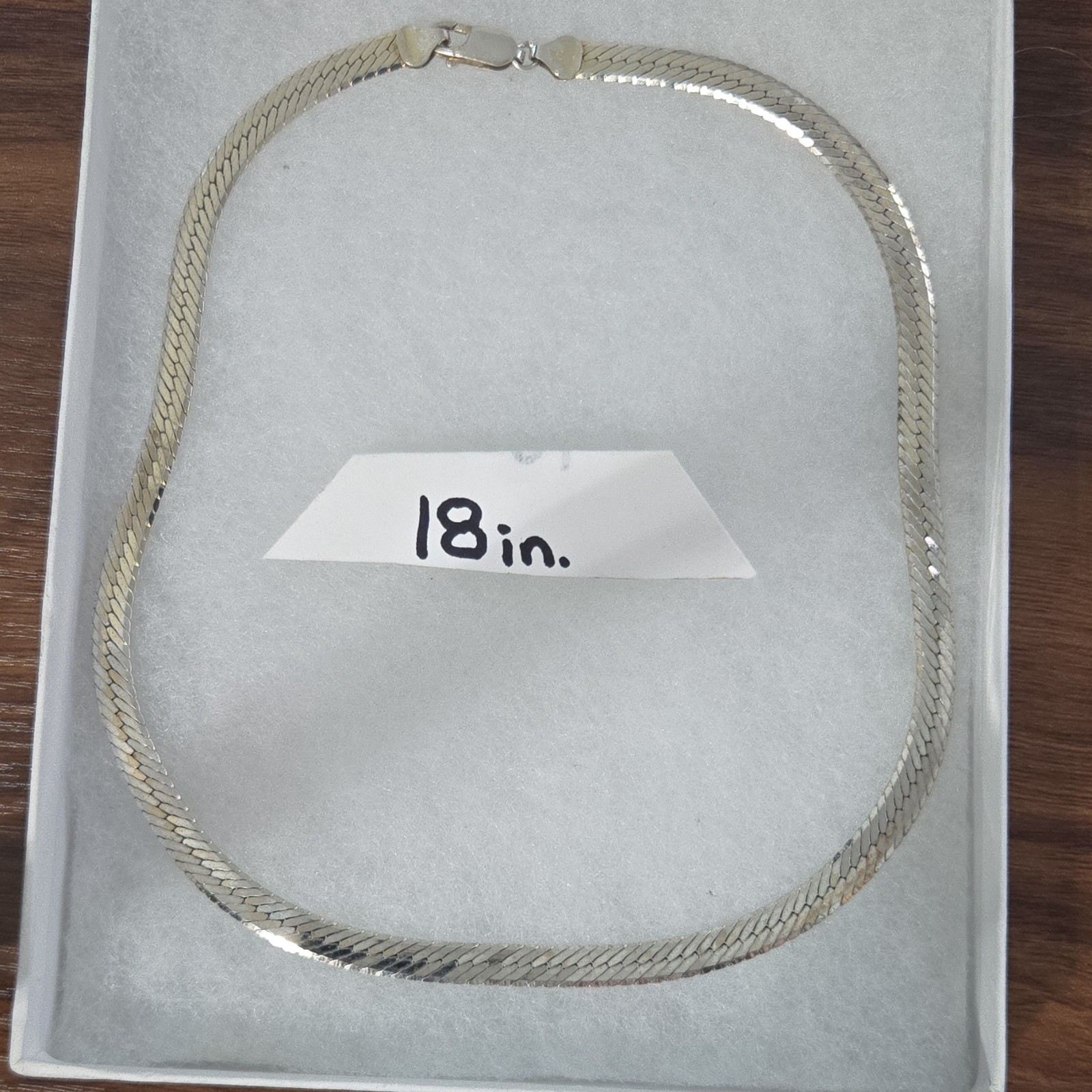 925 Sterling Silver Herringbone Chain Necklace 18in Lobster Clasp Signed