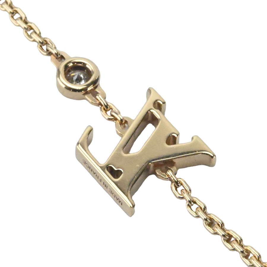 Louis Vuitton Idylle Blossom LV Pendant Necklace K18 Yellow Gold Diamond 40cm