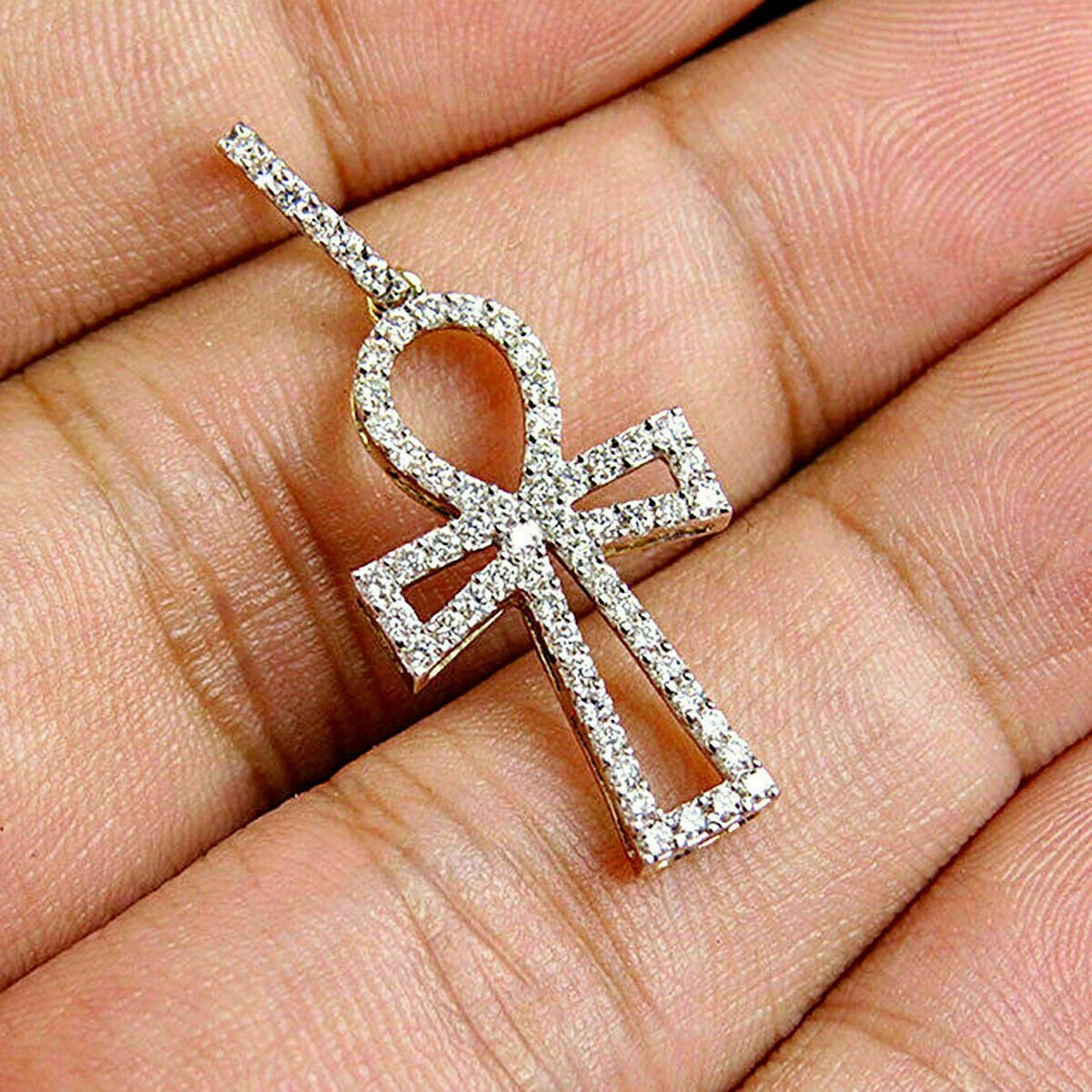 Discounted! 14K White Gold Natural Diamond Cross Pendant Wedding Gift for Him