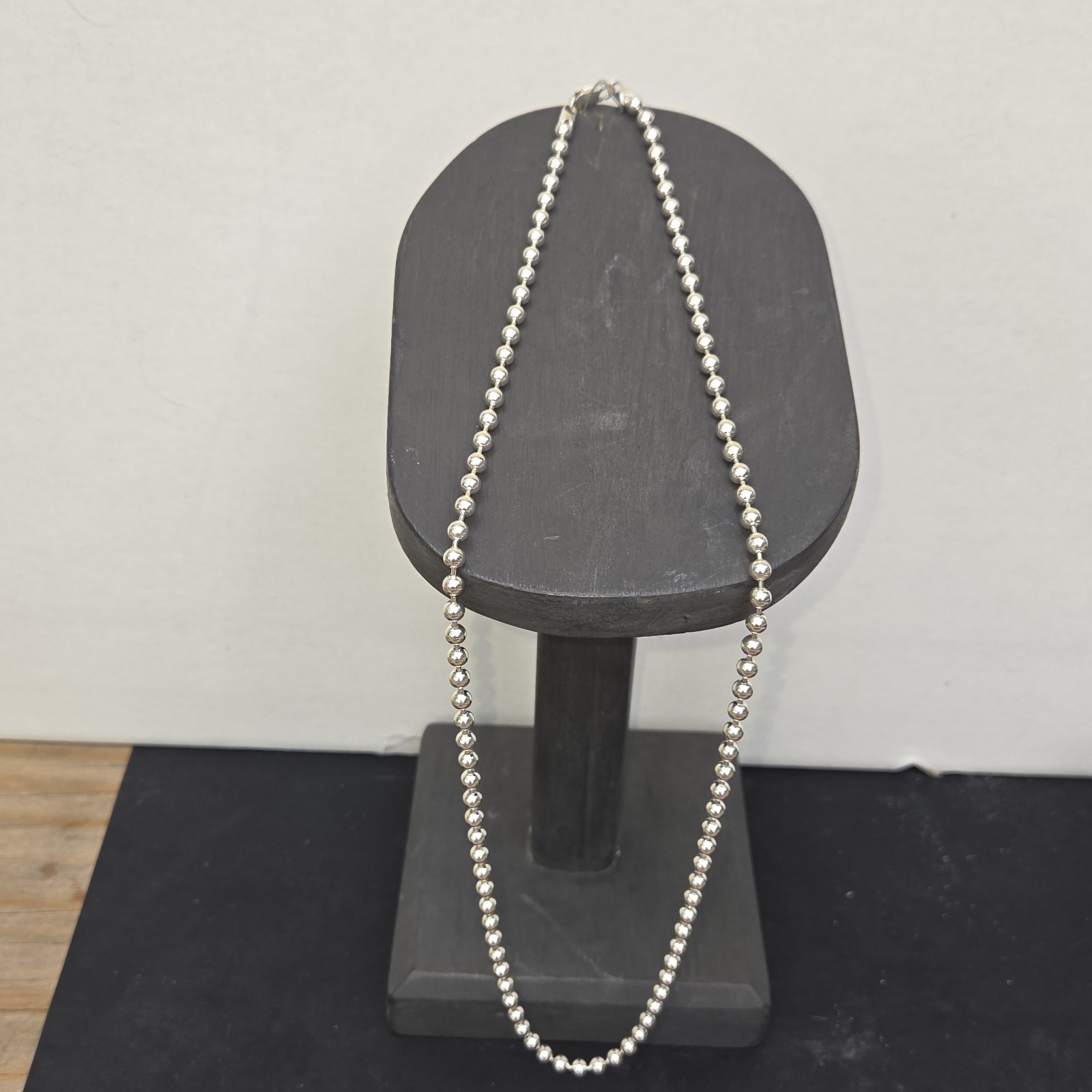 Sterling Silver Milor 3 mm Bead Ball Necklace ~ 28″