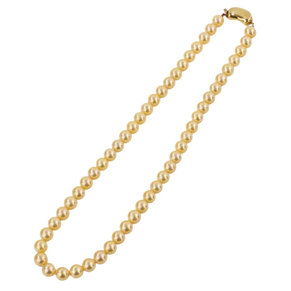 No-brand gold pearl necklace with K18 metal fittings Women USED