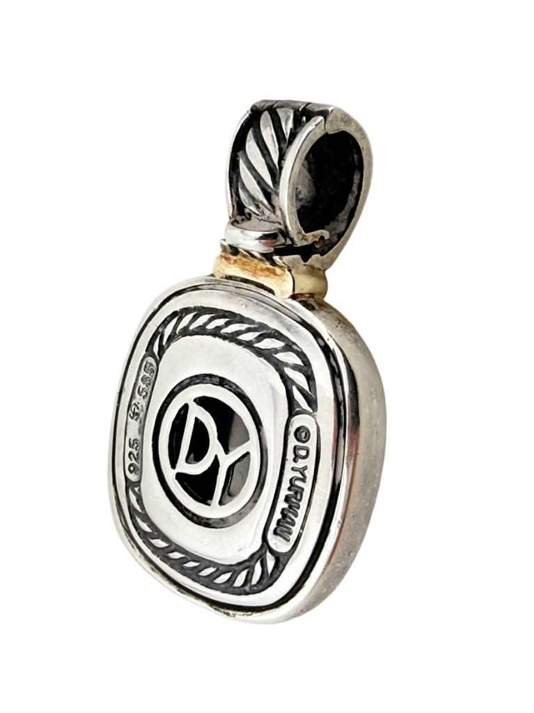 David Yurman 14K Gold .925 Sterling Silver Noblesse Chalcedony Albion Pendant