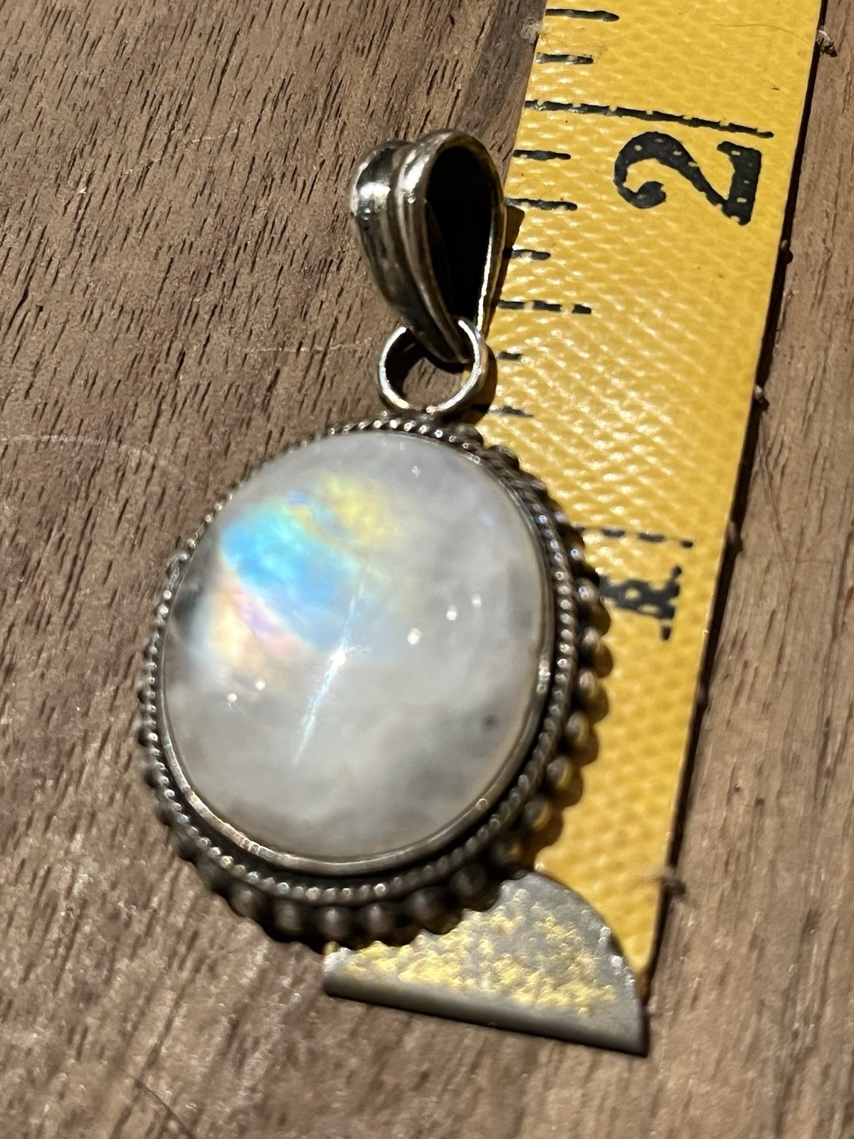 Rainbow Moonstone 925 Sterling Silver Pendant, June Alternative Birthstone