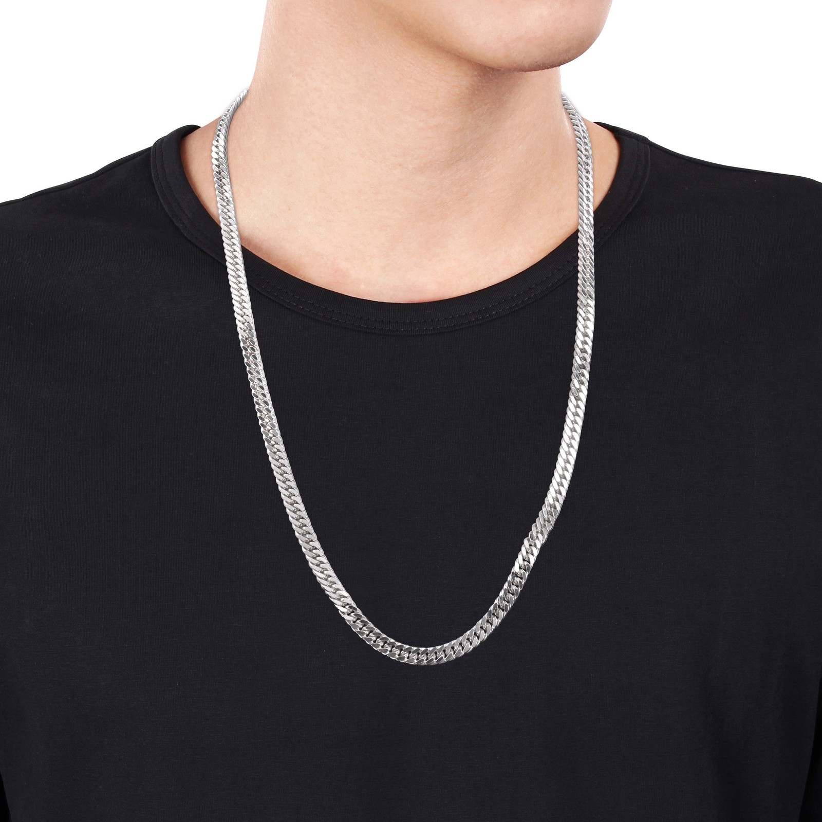 Amour Sterling Silver 5.5mm Double Curb Link Chain Necklace – 24 in.