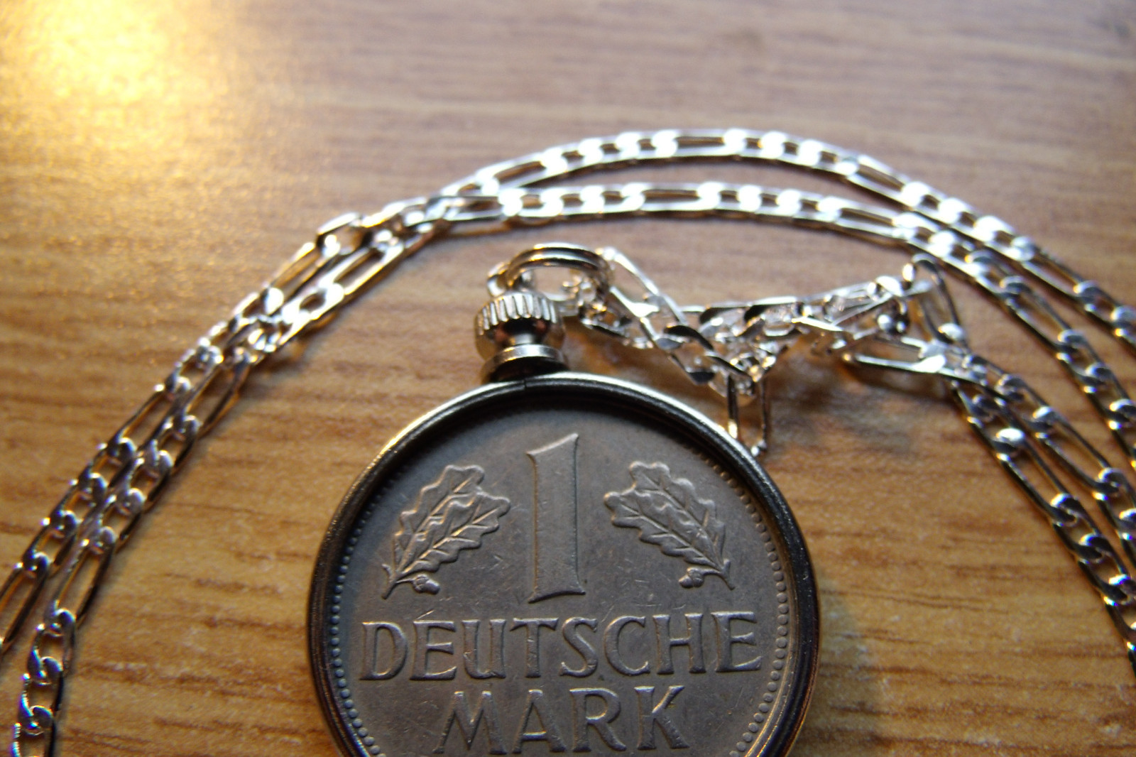 1950 German Deutsche Mark Classic Eagle Coin Pendant 18″ .925 Silver Italy Chain
