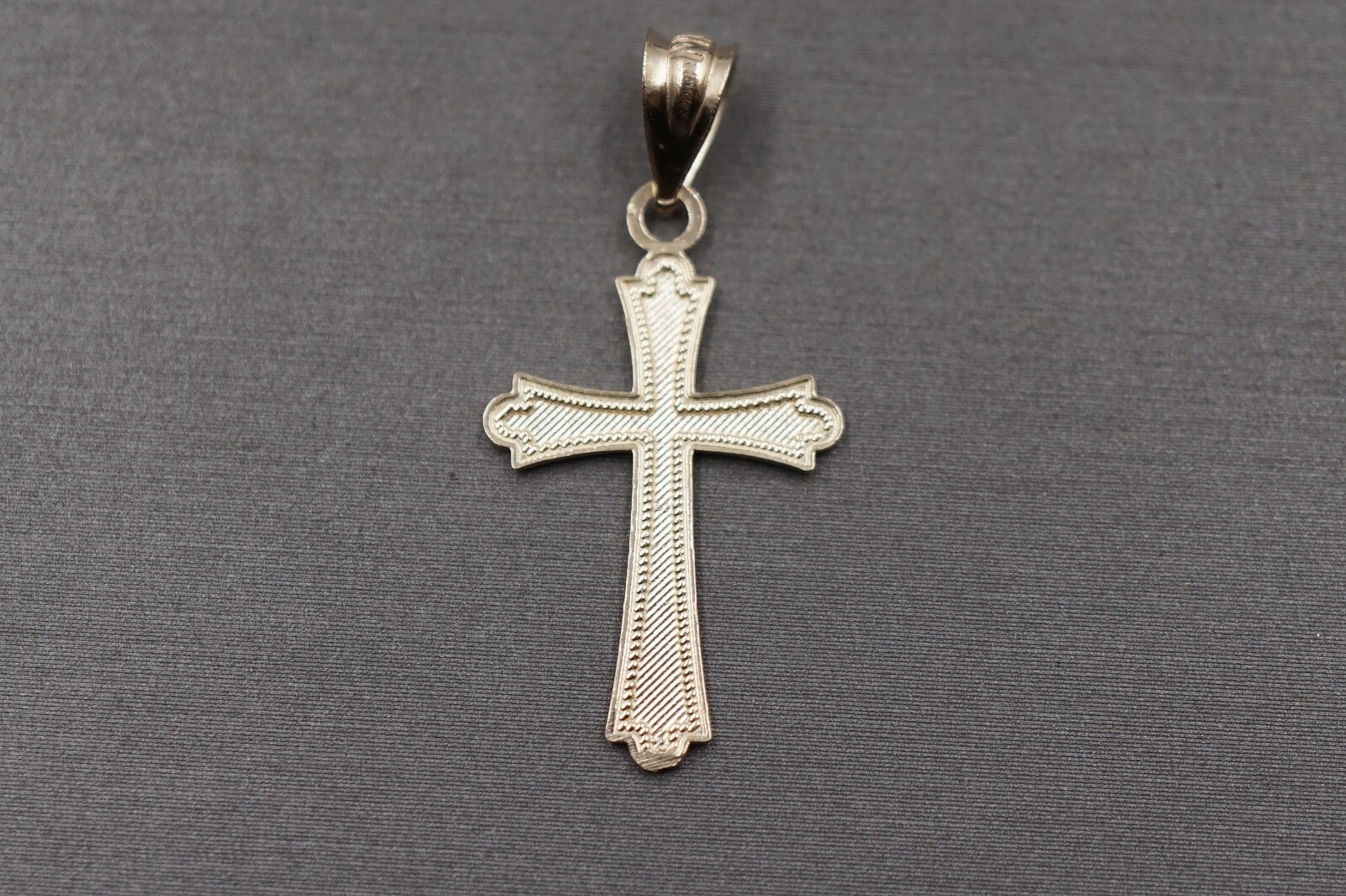 10K Solid Yellow Gold 1.15″ Diamond Cut Light Crucifix Cross Charm Pendant.