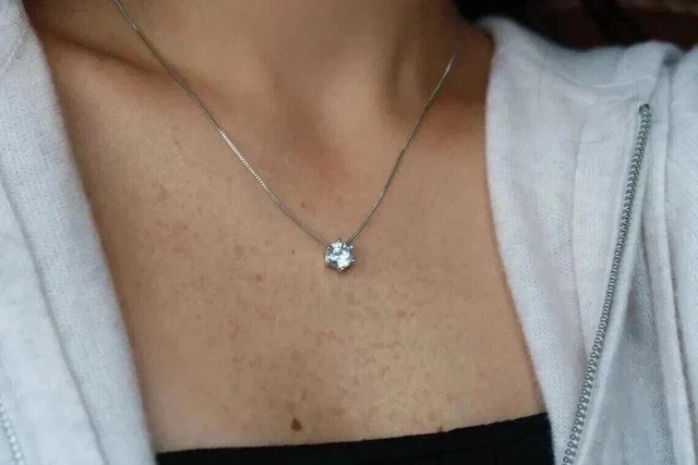 3CT Round Cut Moissanite Solitaire Pendant 14k White Gold Plated