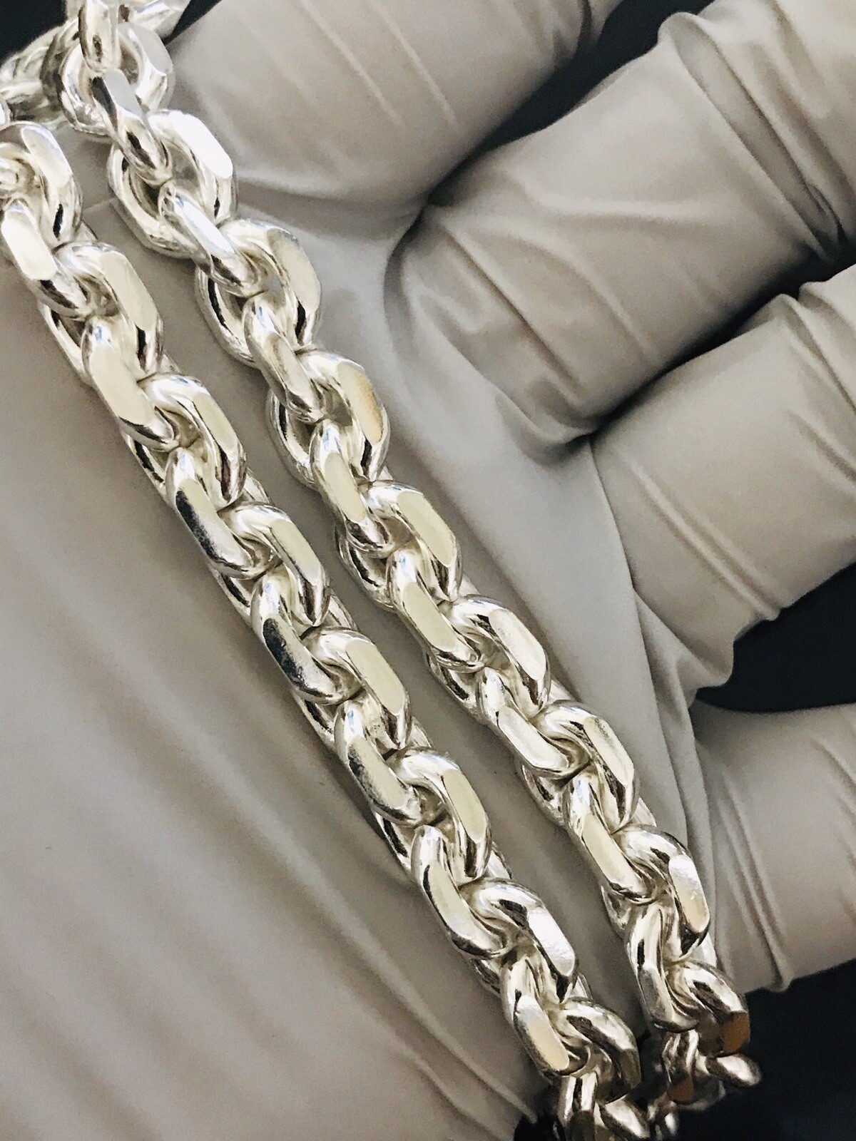 999 FINE silver Handmade anchor link Chain Necklace Approx 137.50 Grams 22 inch