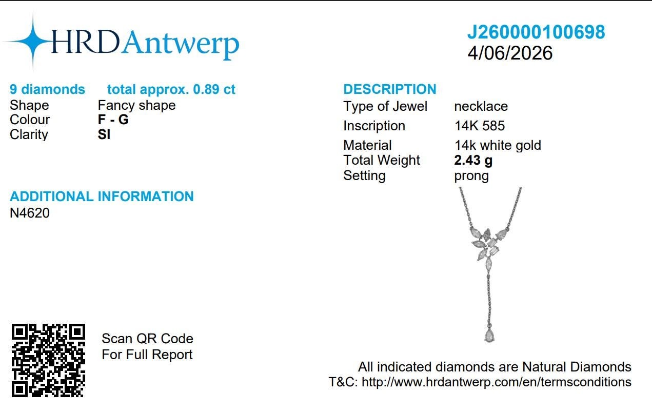 0.16 ct Natural Baguette Y Necklace 14K Gold 14K Solid Gold Floral Cluster