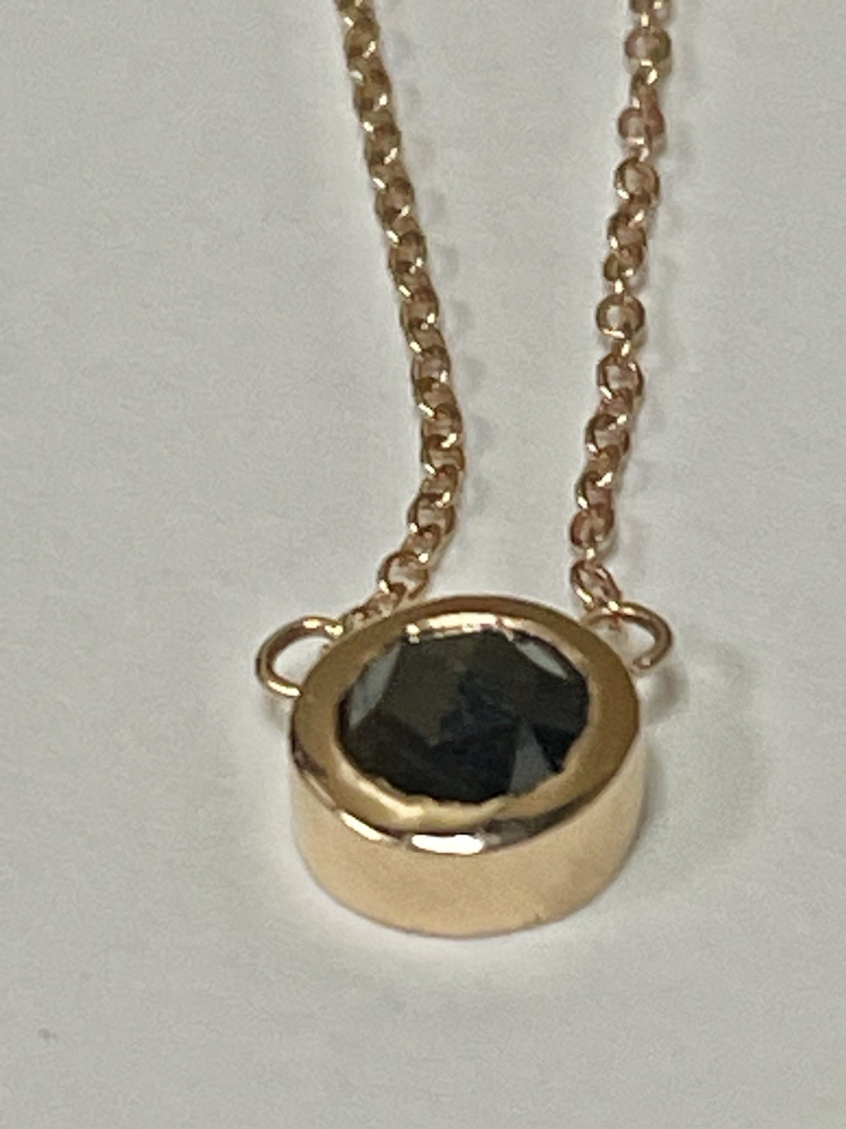 $838 14K Yellow Gold Rose Cut Black Diamond Necklace 0.50ct