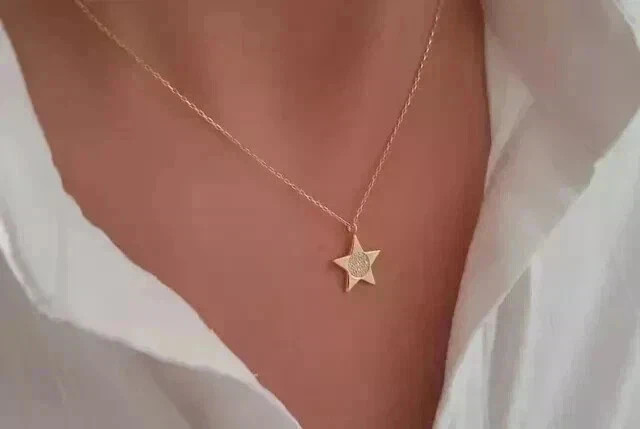Lab Grown 0.80Ct Round Cut Women’s Star Pendant 14K Yellow Gold Plated Silver