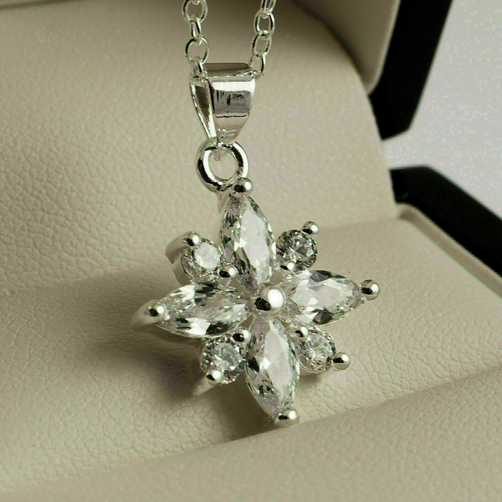 4.00 Ct Marquise-Round Cut Moissanite Flower Pendant 925 Sterling Silver