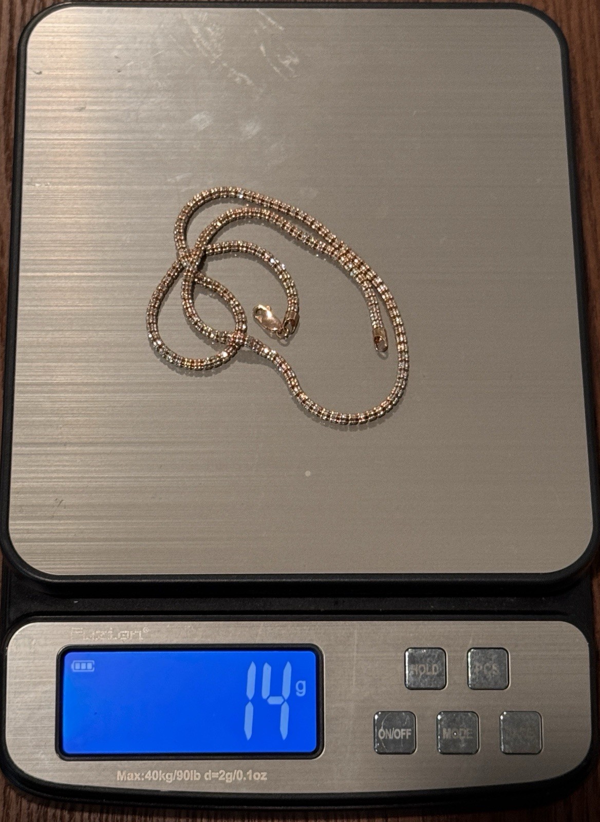 Solid 10K Two Tone Rose Gold Ice Link Chain Necklace 2.5mm Width/20” Length-14g