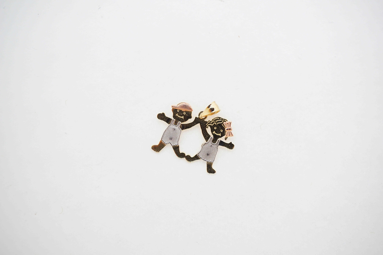 14K Multi-Tone Gold Unisex Boy Girl Pendant Charm 2.40g